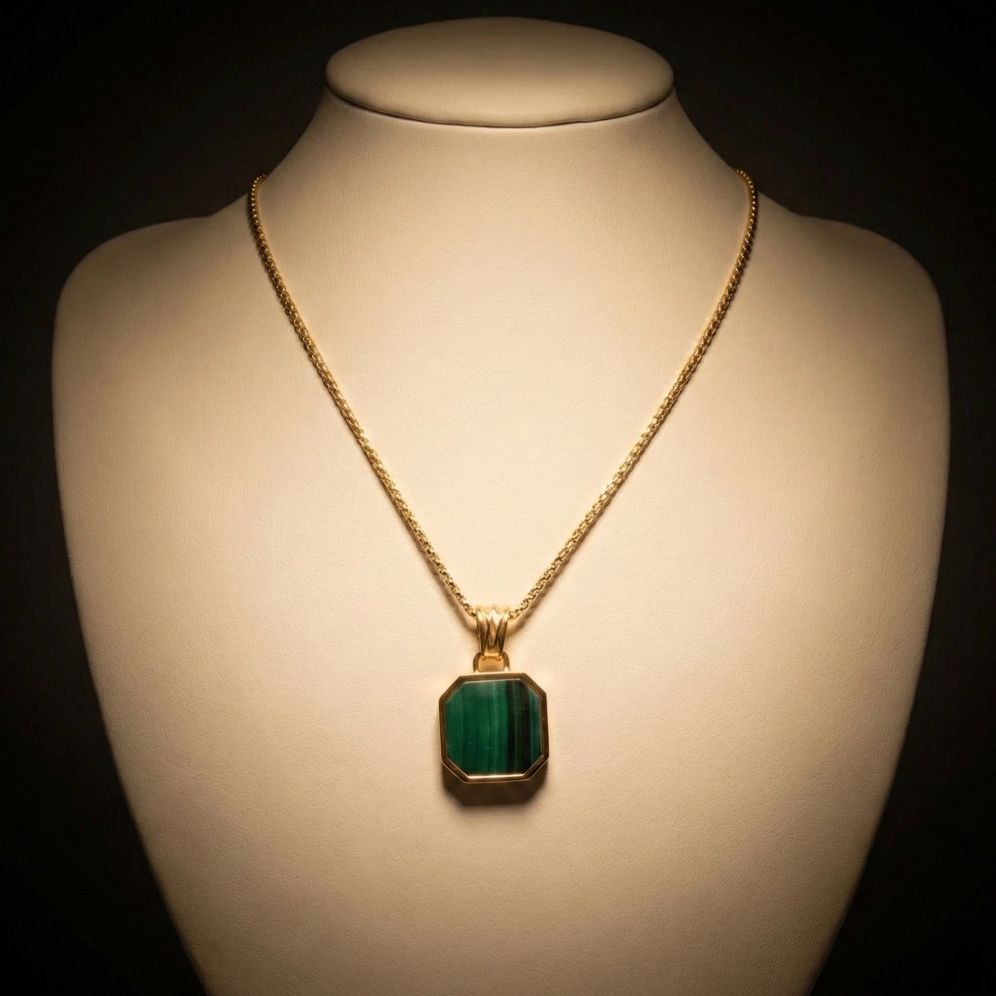 CATENA ORO GIALLO MALACHITE CUSCINO