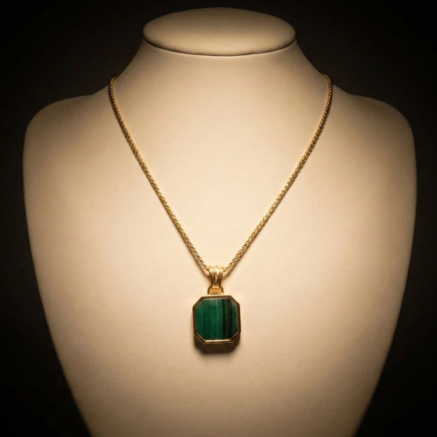 CATENA ORO GIALLO MALACHITE CUSCINO